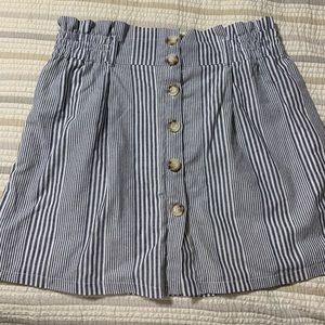Blue and white stripped skirt